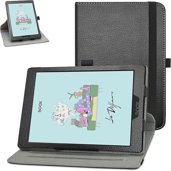 Bige for BOOX Tab Mini C Rotating Case,360 Degree Rotary Stand with Cute Pattern Cover for BOOX Tab Mini C 7.8" ePaper Tablet PC,Black
