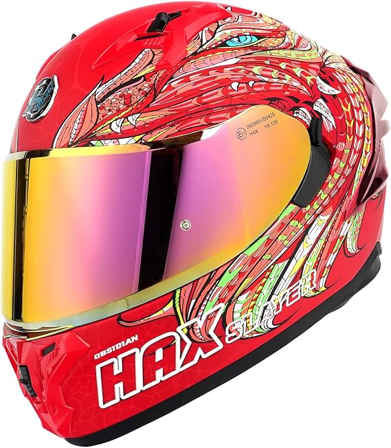 HAX Full Face Dual Visor Adult Motorcycle Helmet DOT Approved