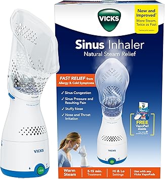 Vicks Sinus Inhaler, Plug-in Non-Medicated Steam Inhaler for Sinus Relief, Allergies, Congestion & Colds, Vocal Steamer, Soothes Nasal & Throat Passages, Works with VapoPads 1 Included