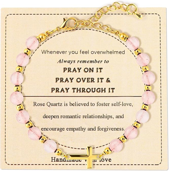 Cross Beaded Bracelet for Women,Inspirational Christian Gift