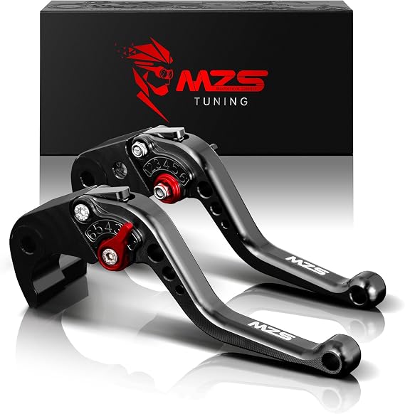 MZS Black Motorcycle Brake Clutch Levers Adjustable Short CNC Set