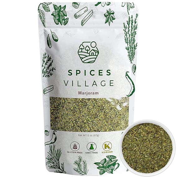 SPICES VILLAGE Dried Marjoram, Marjoram Spice, 1.4 oz, All Natural Fresh Mediterranean Spice, Herbal Tea - Kosher, Gluten Free, Vegan, Non GMO, Resealable Bulk Bag