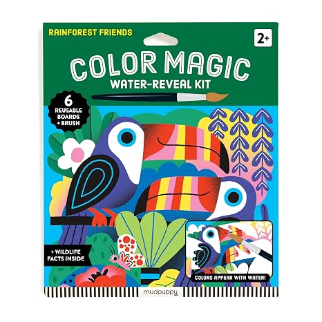 Mudpuppy - Rainforest Friends Color Magic Water-Reveal Kit for Kids