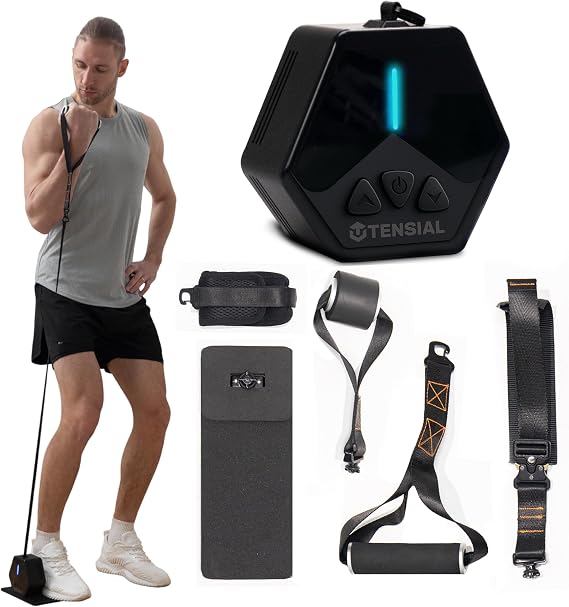 Smart Home Gym - Portable Home Gym Equipment with Digital Resistance 7-66 lbs | Single Motor Electronic Cable Machine for Strength Training | Compact Motorized Adjustable Weight Fitness System