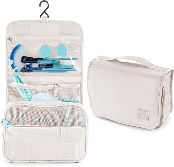 Hanging Travel Toiletry Bag for Women Travel Accessories, Travel Makeup Bag and Cosmetic Organizer Womens Toiletries Bag, Functions as a Toiletry kit, Medicine Bag | The Travel Collection, Beige
