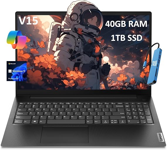Lenovo V15 Gen 4 (15.6" FHD Anti-Glare, 13th Intel Core i5-13420H (Beat i7-1255U), 40GB RAM, 1TB SSD) for Business, Home, Military Grade, Ethernet, IST Hub, Win 11 Pro w/AI Copilot, Black