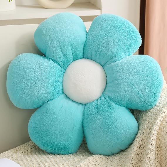 CANGHI Flower Pillows Daisy Shaped Throw Pillow Cute Daisy Flower Pillows Flower Seating Cushions for Adults Kids Home Bedroom Sofa Chair Couch Decor (Blue, 15.74 inch)
