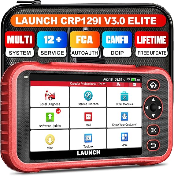 Launch CRP129I V3.0 OBD2 Scanner with 12 Reset Functions, Lifetime Updates | ABS/SRS/AT/ENG, Code Reader, Diagnostic, Scan Tools for Car, FCA AutoAuth, CANFD & DoIP, Auto VIN, New Upgrade of CRP123
