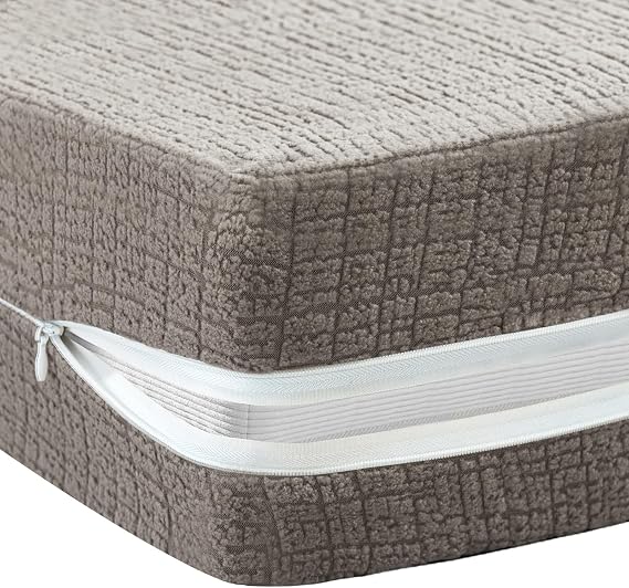 FantasDecor Twin Futon Mattress Cover for Traditional Japanese Futon Floor Mattress, Futon Cover for Foldable Tatami Pad with Zipper Sleeper Sofa Bed Cover, Machine Washable, Twin Size, Taupe