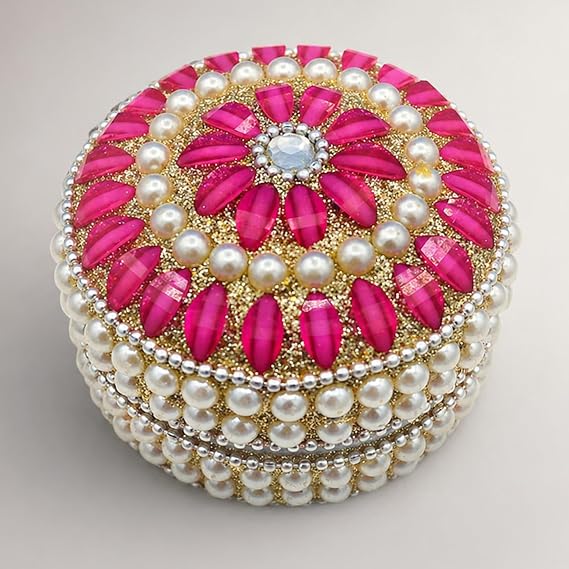 LOVENSPIRE Pearl Jewelry Box for Women Jewelry Travel Case Indian Festival Favor Wedding Pooja Diwali Gift Jewelry Organizer for Mothers Day Anniversary Housewarming