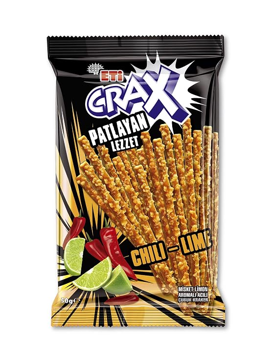 Eti Crax Spicy Stick Cracker with Chili-Lime 50gr 1.76 OZ , pack of 20