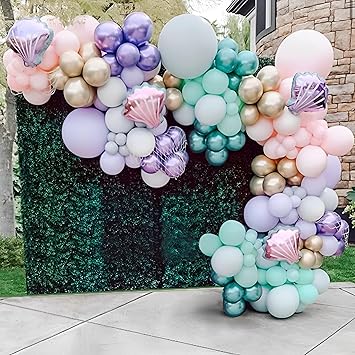 150pcs Mermaid Balloon Garland Arch Kit Mermaid Theme Girl Birthday Party Decorations Under the Sea Baby Shower Party Decoration