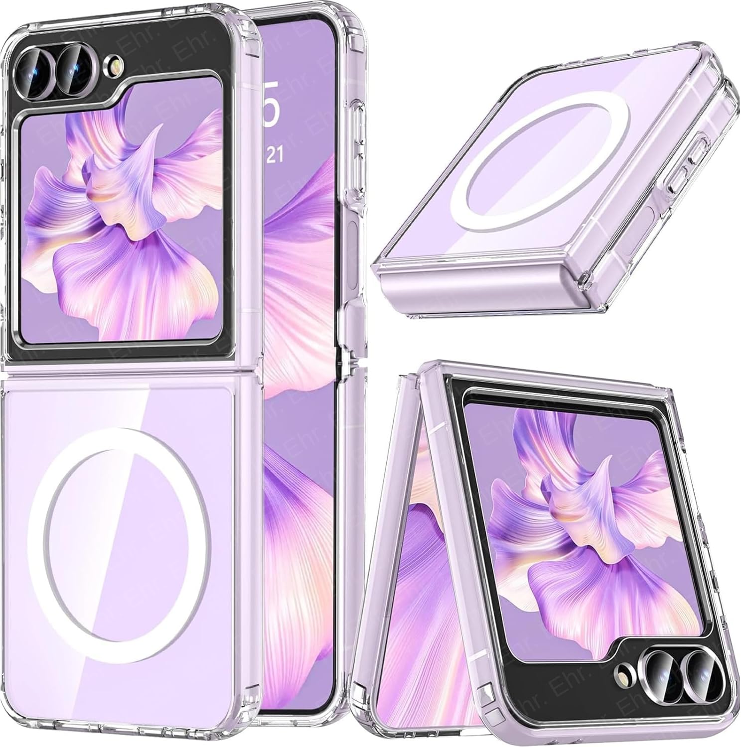 Ehr. Transparent Case with Magsafe Wireless Charging Feature with Samsung Galaxy Z Flip 6 Compatible Camera Protection Transparent, Samsung Galaxy Z Flip 6