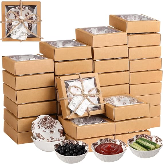 Teenyyou 50 Pack Small Ceramic Bowls Bulk Wedding Favors Brown
