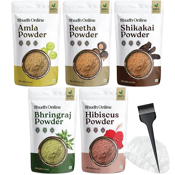 Homeda 5in1 Amla Reetha Shikakai Bhringraj Hibiscus Hair Powder 1.75oz x 5