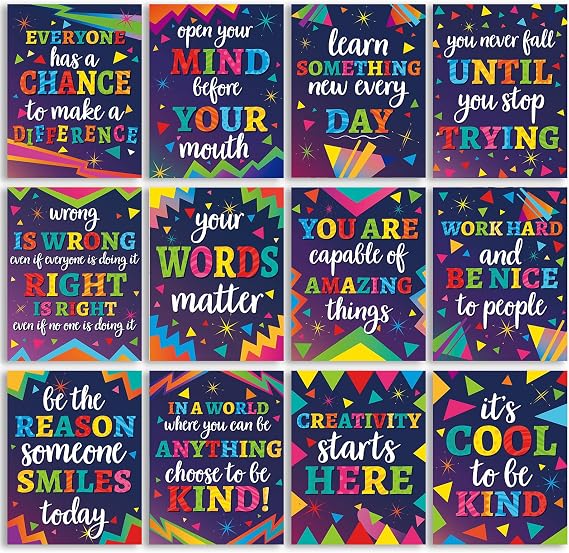 12PCS Classroom Poster Growth Mindset Posters Motivational Inspirational Quote Posters for Elementary Middle High School Classroom Bulletin Board Wall Decor Must Have for Teachers Decorations Purple