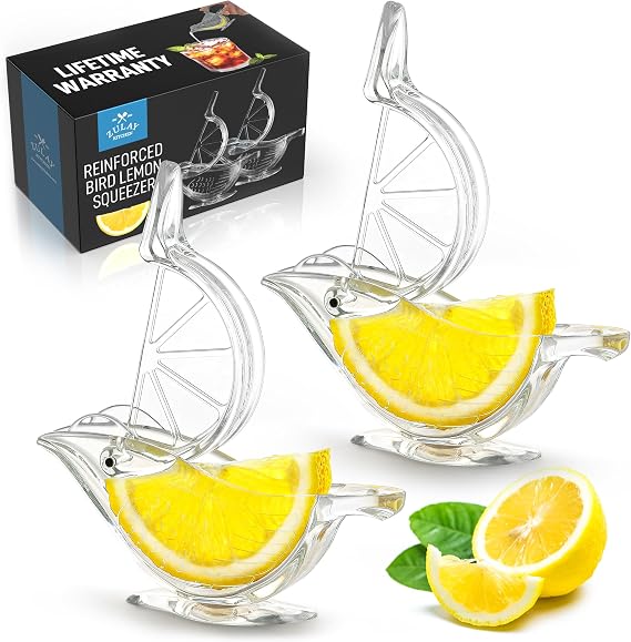 Zulay Kitchen Bird Lime Squeezer | Easy Bird Lemon Squeezer with Pour Spout Durable Plastic Citrus Press for Lime Slices Fun Bird Design Juicer 2 Pack