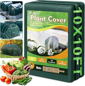 White Plant Covers Freeze Protection, 10 x 10 ft - 1.5 oz/yd2 Frost Cloths for Outdoor Plants, Tree Covers Freeze Protection, Winter Garden Blanket, Sun Cover for Plants for Greenhouse, Vegetables