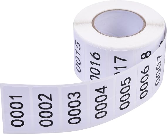 Inventory Labels - Consecutive Number Stickers 1-1000, Product Claiming, Moving Box Numbering 0.75" x 1.5" Size