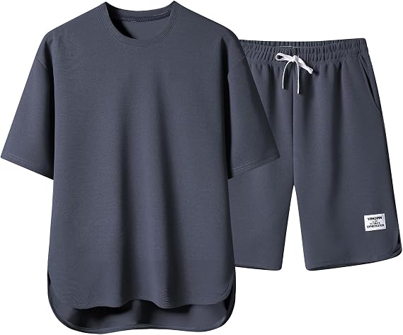 Summer Clothing, Top and Bottom Set, Men's, Short Sleeve, Casual T-shirt, Sweat Absorbent, Quick Drying, Casual, Large Sizes, Fashionable, Solid Color, Top and Bottom Set, Casual, Stylish