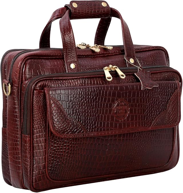 DA LV Full Grain Leather Laptop Briefcase for Men Top Choice Gifts Laptop Bag Multiple 16'' Compartments Brass Hardware