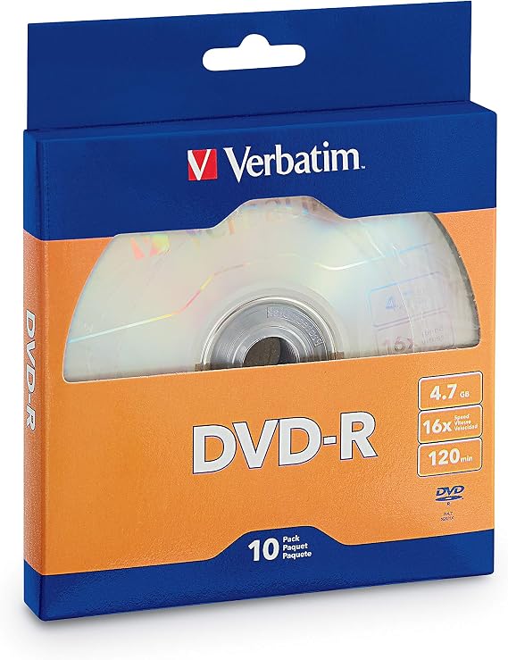 Verbatim DVD-R Blank Discs 4.7GB 16X Recordable Disc - 10 Pack