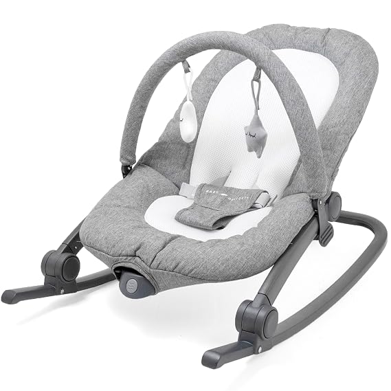 Baby Delight Aura Deluxe Portable Rocker & Seat, Quilted Charcoal Tweed