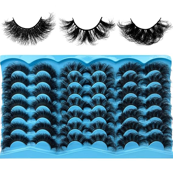 21 Pairs False Eyelashes 3 Styles Mixed Strip Lashes 18-25mm Fluffy Eyelashes Pack 8D Volume Super Soft Faux Mink Lashes D Curl Eyelashes