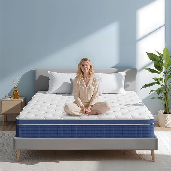 Twin Size Mattress 12 Inch, Twin Mattress in a Box, Hybrid Memory Foam Medium Firm Feel Individual Pocket Springs Matress, Breathable Fabric, Strong Edge Support, Fiberglass Free