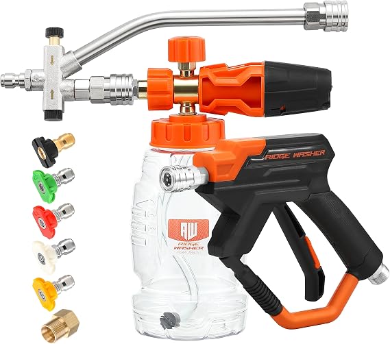 RIDGE WASHER Pressure Washer Gun Foam Cannon, Dual Connector Accessory