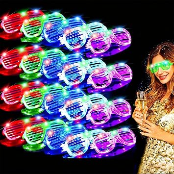 TURNMEON 20 Pack LED Glasses 4th of July Party Favors, 6 Colors Light Up Glasses Glow In The Dark Party Supplies Shutter Shades Glow Sticks Glasses Neon Party Birthday Wedding Concerts Pool 250th