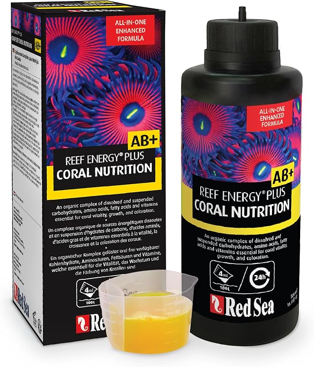 Red Sea Reef Energy Plus 500ml (AB+) All in One Coral Food for Saltwater Aquarium Marine Reef Tanks | Food for Soft, LPS, SPS, and Non-Photosynthetic Corals