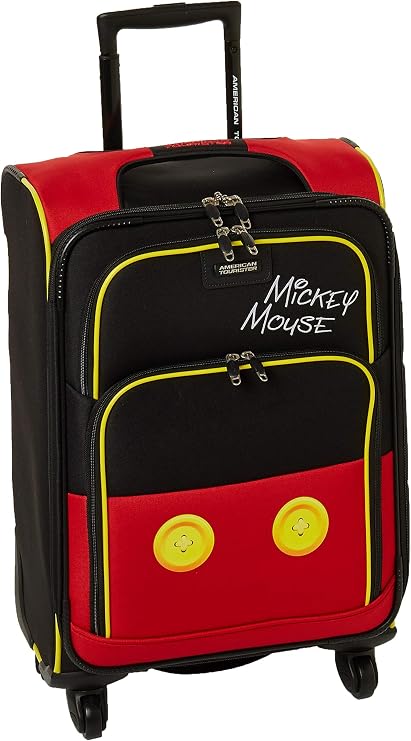 American Tourister Disney Softside Luggage with Spinner Wheels, Mickey Mouse Pants, Checked-Medium 21-Inch