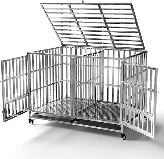Collapsible Stainless Steel Dog Crate, 48"