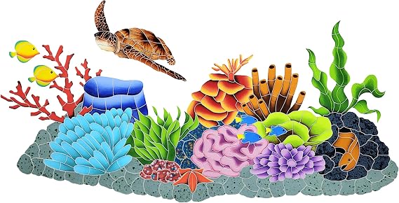 Artistry in Mosaics Caribbean Reef Ceramic Swimming Pool Mosaic (31" X 60")
