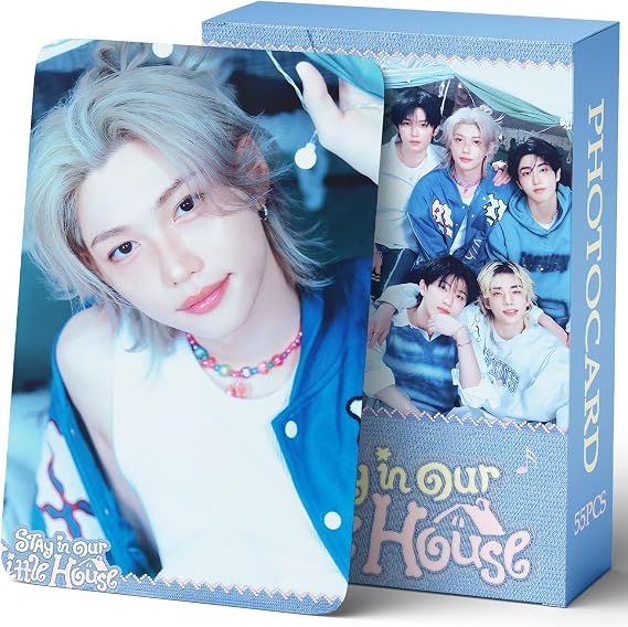PYAJUU KPOP Stray Kids Photocards Stray in Our Little House Album Cards 55PCS Straykids Photo Cards Fans Greeting Cards Gift DO IT Postcards Boys and Girls LOMO