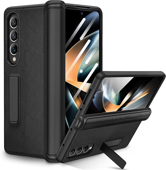 Ruky for Galaxy Z Fold 4 Case with Hinge Protection, Black