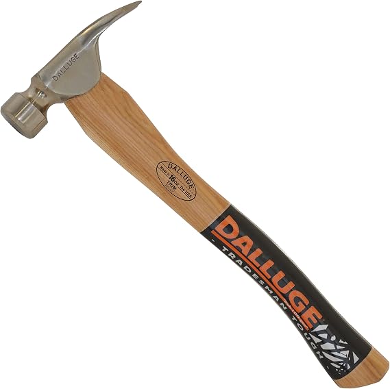 VAUGHAN DALLUGE Trim Hammer, 16 oz Head, American Hickory Handle, Made In The USA, 1650, VN01650