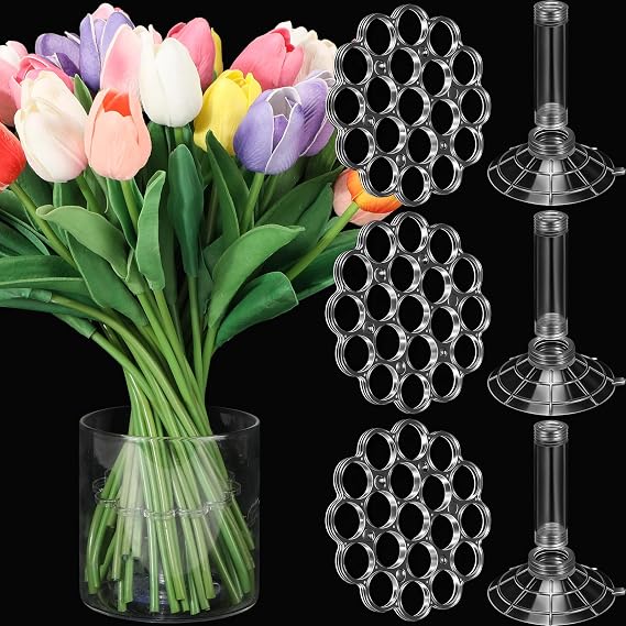 Hushee 3 Set Spiral Ikebana Stem Holder Hanataba Arranger Twist Flower Arrangement Holder Spiral Bouquet Twister Ikebana Arranger Twister with Suction Cup for Vase Flower Stems (Aperture 15mm)