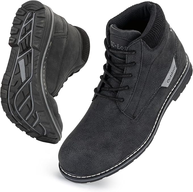 CC-Los Men's Casual Chukka Ankle Boots Non-Slip for Outdoor Hiking Walking | Upgraded Better Fit, Non-Slip Sole, Soft Toe, Versatile Style, Work & Casual, Water-Resistant