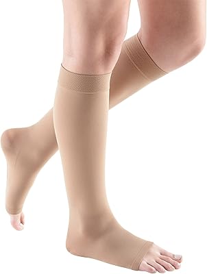 mediven Comfort for Women, 15-20 mmHg – Open Toe, Knee High Compression Stockings, Semi-Transparent Hosiery, III-Petite, Ebony