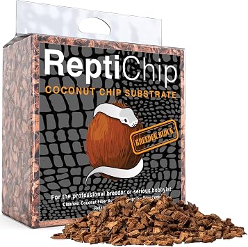 ReptiChip Reptile Substrate Coconut Chip Bedding 72 Quart Compressed Organic Coco Husk Block for Snake Habitat, Ball Python Terrarium, Turtle Tanks, Tortoise Enclosure 10 Pk