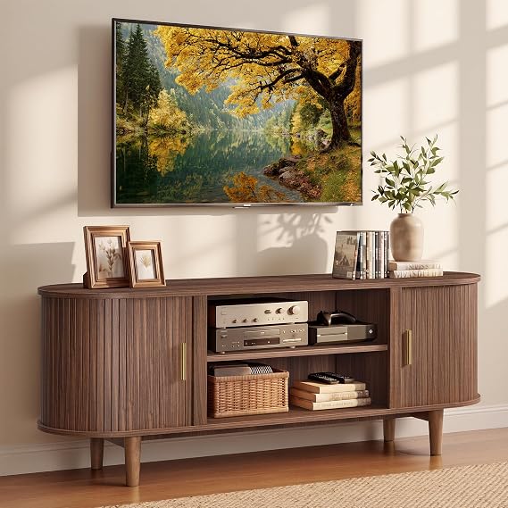 VASAGLE 58 Inch TV Stand, Mid Century Entertainment Center with Storage