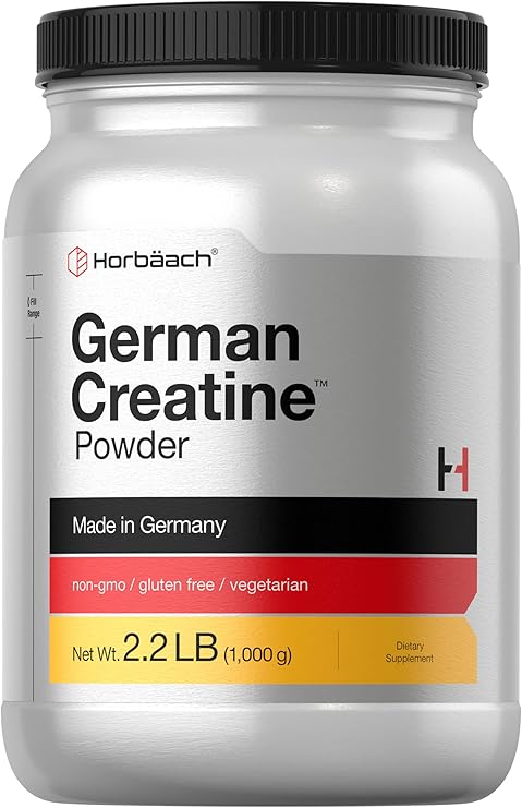 Horbaach German Creatine Powder 1000g | Creapure Monohydrate Powder | Vegetarian, Non-GMO, and Gluten Free Supplement | Promotes Strength & Power