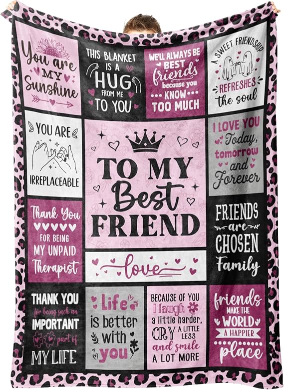 to My Friend Blanket, Best Friend Birthday Gifts for Women, Friendship Gifts for Women, Bestie, BFF, Soul Sister, Work Bestie, Super Soft Friendship Blanket Throw, 6050