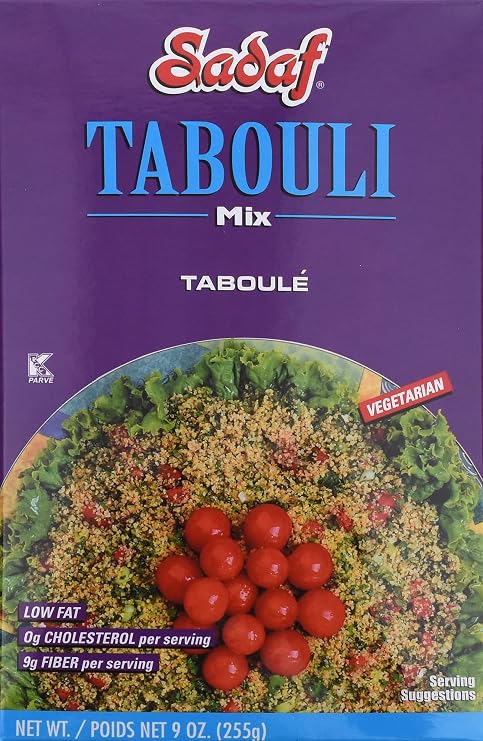 Sadaf Tabouli Mix - Classic Middle Eastern Dish - Vegetarian Tabouleh - Traditional & Healthy Meal - No MSG - No Artificial Coloring - Kosher - 9 Oz Box