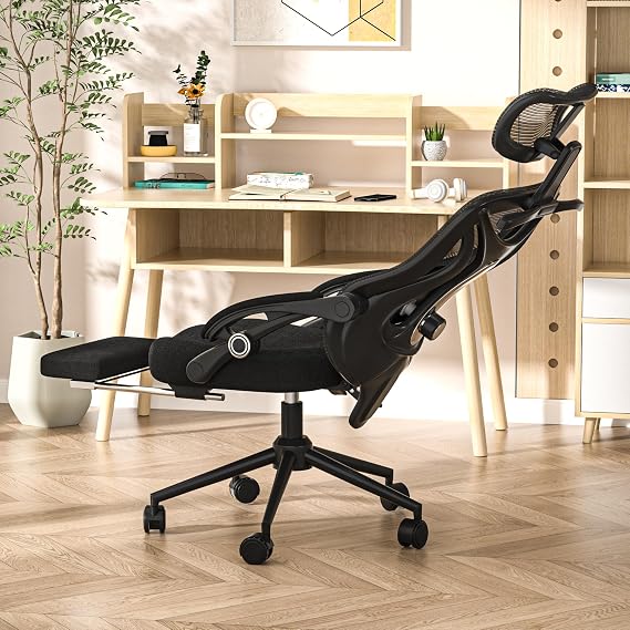 CYKOV Ergonomic Office Chair, Reclining, Footrest, Adjustable Lumbar, 350LB