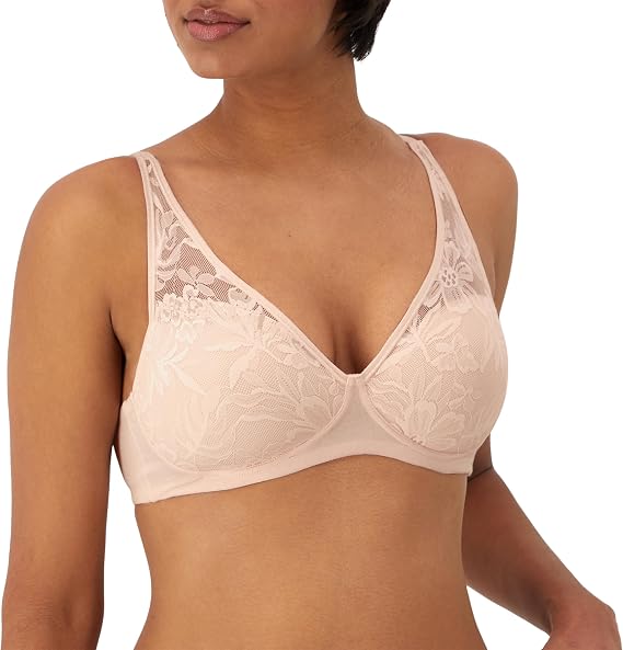 Bali Women's Wireless Bras for Women - Breathe Lace Cotton Modal No Underwire Bra, Adjustable T-Shirt, Plus Size