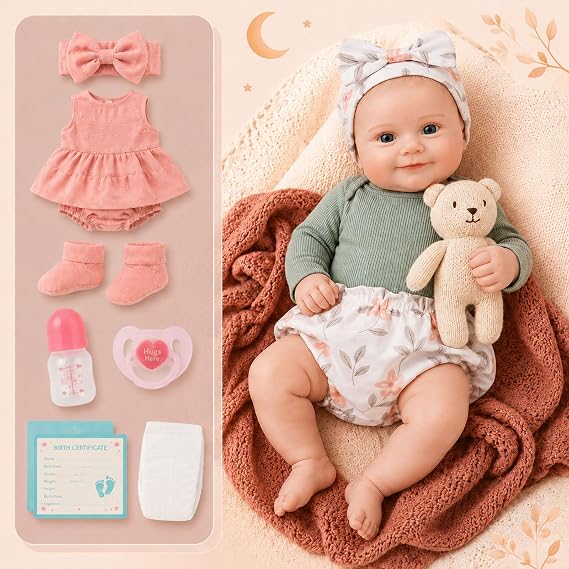 Reborn Baby Dolls with Two Clothing Sets - 20 Inch Realistic Baby Doll boy, Cute Vinyl Body Real Life Baby dolls, Newborn Lifelike Baby Doll with Accessories, Easter & Birthday Gifts for Kids 3+