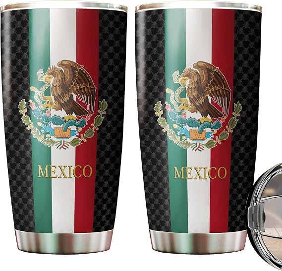 CHICKOR Eagle And Python Battle Mexico Flag 20 Oz Stainless Steel Tumbler Cup With Lid, Double Wall Vacuum Insulated Tumblers Coffee Travel Mug...